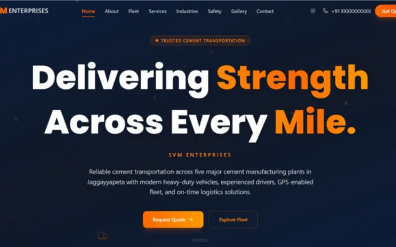 SVM Enterprises logistics website homepage